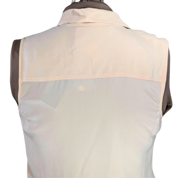 Max Studio Large NWT Sleeveless Peach Silk Collared Blouse - Picture 6 of 9